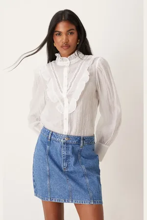ASOS Minifalda vaquera medio con detalle de costuras de