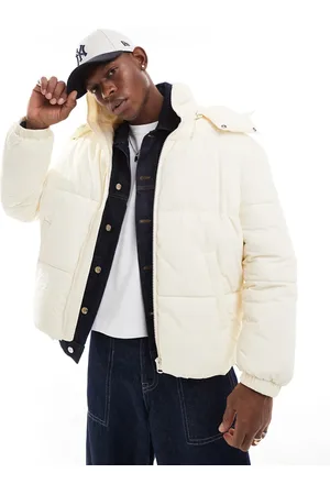 Only & Sons Chaqueta blanco hueso acolchada y guateada con capucha ancha de