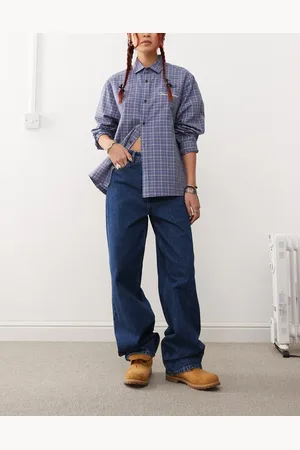 Dr Denim Vaqueros azul arroyo holgados de talle alto y pernera recta ancha con lavado oscuro retro Donna de