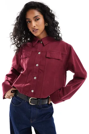 ASOS Chaqueta vaquera con puños vueltos de -Rojo