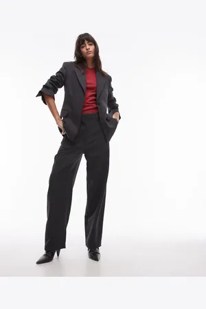 ARKET Pantalones gris jaspeado de pernera barrel de mezcla de lana elástica de (parte de un conjunto)