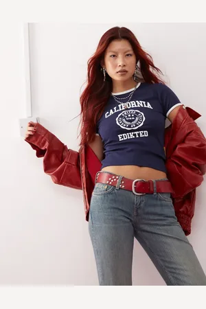 Edikted Camiseta con estampado gráfico "California" y ribetes de estilo años 90 de