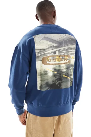 G-Star Sudadera oscuro extragrande con logo estampado en el pecho y fotografía en la espalda de