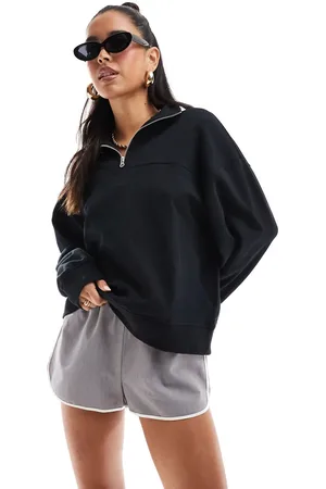 ASOS Sudadera negra con media cremallera de