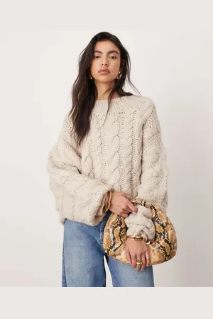 ASOS Jersey color extragrande de punto de ochos tejido a mano de -Gris