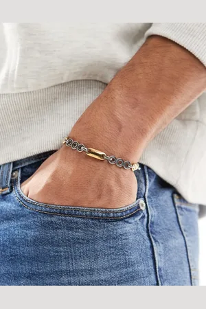 ASOS Pulsera dorada y plateada de cadena de eslabones de acero inoxidable resistente al agua de