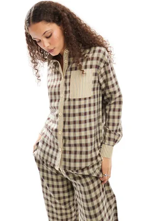 Daisy Street Camisa a cuadros extragrande con detalle en contraste de (parte de un conjunto)