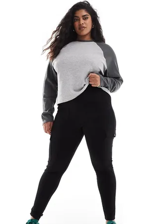 Yours Leggings negros con bolsillo cargo de punto roma de