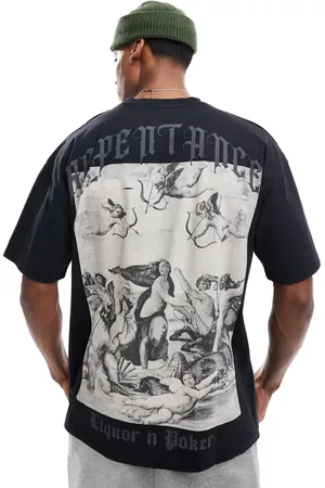 Liquor N Poker Camiseta negra extragrande estampada de