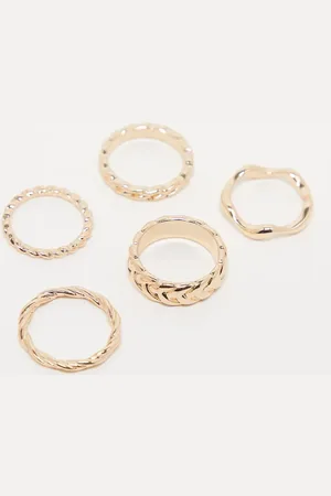 ASOS Pack de 5 anillos dorados con diseño de ondas de