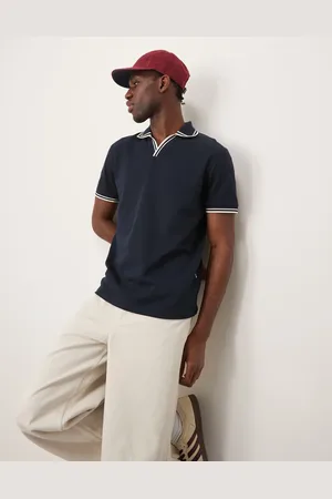SELECTED Polo azul marino con cuello de solapas de