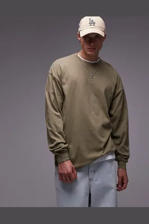 Topman Camiseta extragrande de manga larga de -Verde