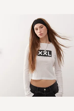COLLUSION Camiseta de manga larga con estampado gráfico delantero de tejido semitransparente de