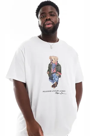 Ralph Lauren Camiseta blanca de corte clásico extragrande con estampado de oso explorador de Big & Tall