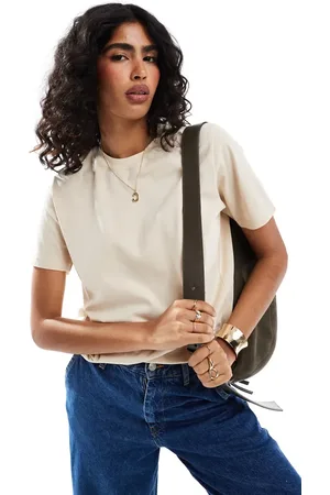 JJXX Camiseta beis extragrande de -Beis neutro