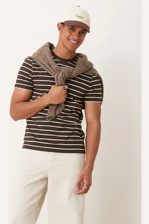 New Look Camiseta marrón y blanca a rayas de
