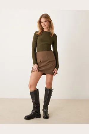 Miss Selfridge Top de manga larga de tejido suave de -Verde