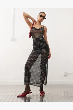 Noisy May Vestido largo traslúcido con estampado de lunares de