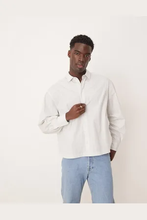 ASOS Camisa blanca a rayas extragrande de