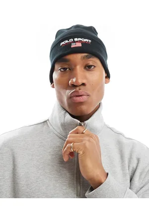 Ralph Lauren Gorro negro con logo de punto de la colección cápsula Sport de