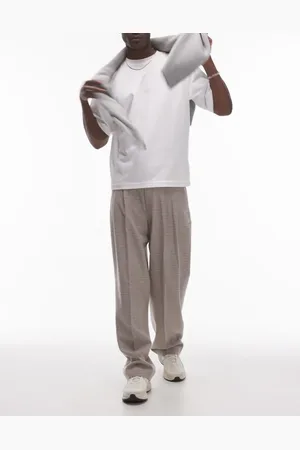 Topman Pantalones de traje color de pernera ancha de tejido texturizado de -Neutro