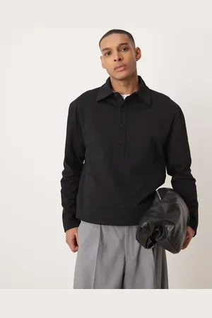 ASOS Polo de manga larga y corte cuadrado holgado de tejido grueso de 240 g/m2 de
