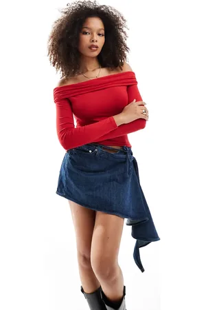 Miss Selfridge Top de manga larga con diseño drapeado de