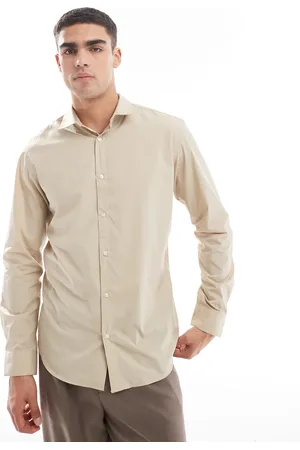 JACK & JONES Camisa de vestir beis de corte slim de -Azul