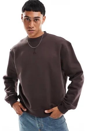ASOS Sudadera marrón de corte cuadrado extragrande de tejido grueso de 400 g/m2 premium de