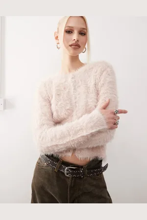 Monki Cárdigan rosa claro empolvado de punto mullido de