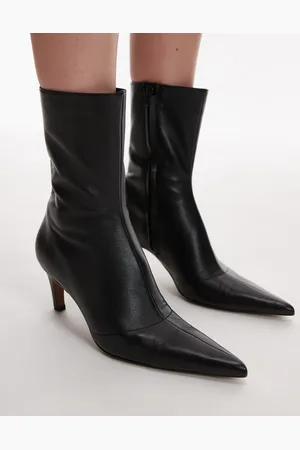 Topshop Botines negros de tacón alto de cuero premium Neeve de