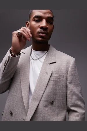 Topman Chaqueta de traje color de corte holgado de tejido texturizado de -Neutro