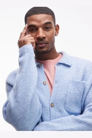 Topman Cárdigan holgado con cuello de solapas de tejido cepillado de