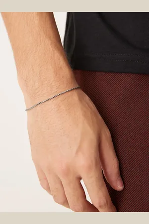 ASOS Pulsera en tono pulido estilo cadena de cordón de plata de ley de