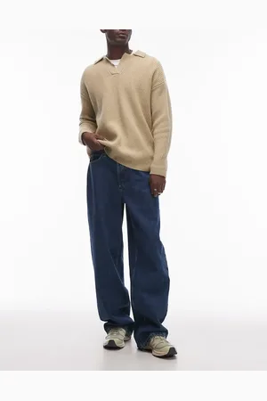 Topman Vaqueros azules holgados con lavado medio de