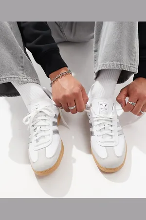 adidas Zapatillas de deporte blancas y plateado metalizado Samba OG de