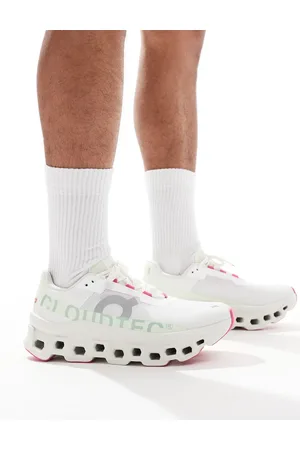 On Running Zapatillas de deporte blancas y verde lima para correr Cloudmonster de ON