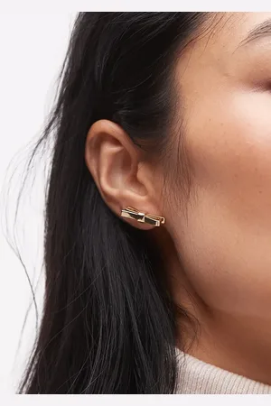 ARKET Pendientes de botón con diseño de lazo chapados en oro de
