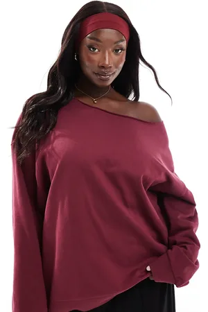ASOS Sudadera con hombro descubierto de ASOS DESIGN Curve-Rojo