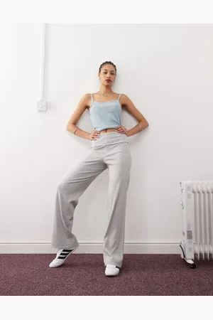 COLLUSION Leggings de campana con cinturilla plegada de canalé de -Gris