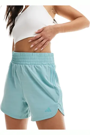 adidas Pantalones cortos color turquesa de talle alto con 3 rayas Pacer de adidas Training-Azul