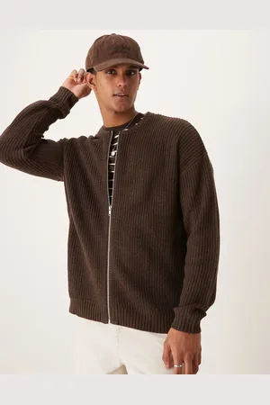ASOS Chaqueta bomber holgada con cremallera de punto inglés acanalado de