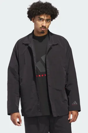 adidas Chaqueta negra unisex de estilo entrenador de adidas Basketball