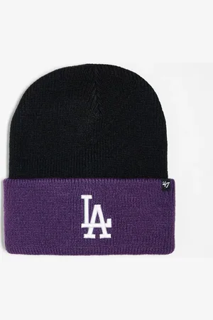 47 Brand Gorro color ciruela con logo de los LA Dodgers en contraste de punto de