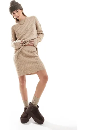 VERO MODA Minifalda color camel de punto de ochos de (parte de un conjunto)-Neutro