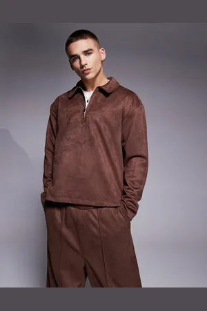 ASOS Polo de corte cuadrado extragrande de antelina de (parte de un conjunto)