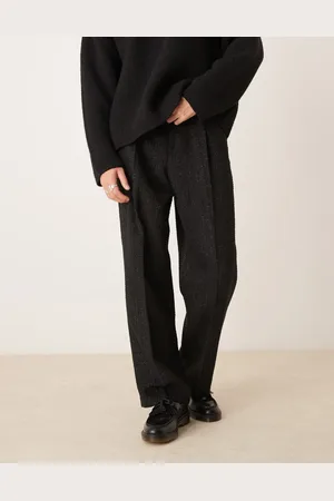 ASOS Pantalones de vestir negros de pernera ancha de bouclé metalizado de
