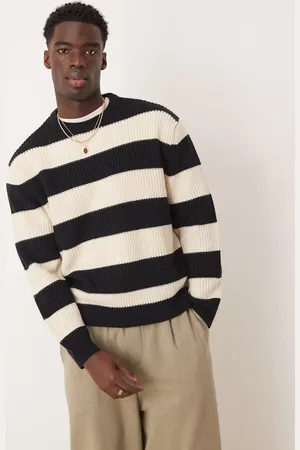 ASOS Jersey a rayas de corte cuadrado extragrande de punto inglés de