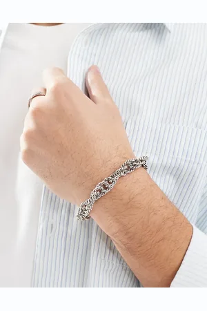 ASOS Pulsera plateada estilo cadena de cordón retorcido de