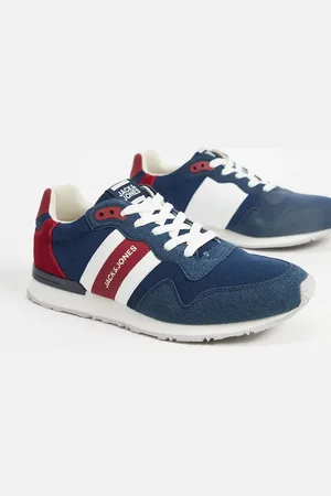 JACK & JONES Zapatillas de malla con rayas en contraste en azul marino de